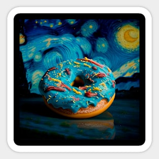 Funny Donut, Junk Food, Van Gogh Sugary Night Sticker